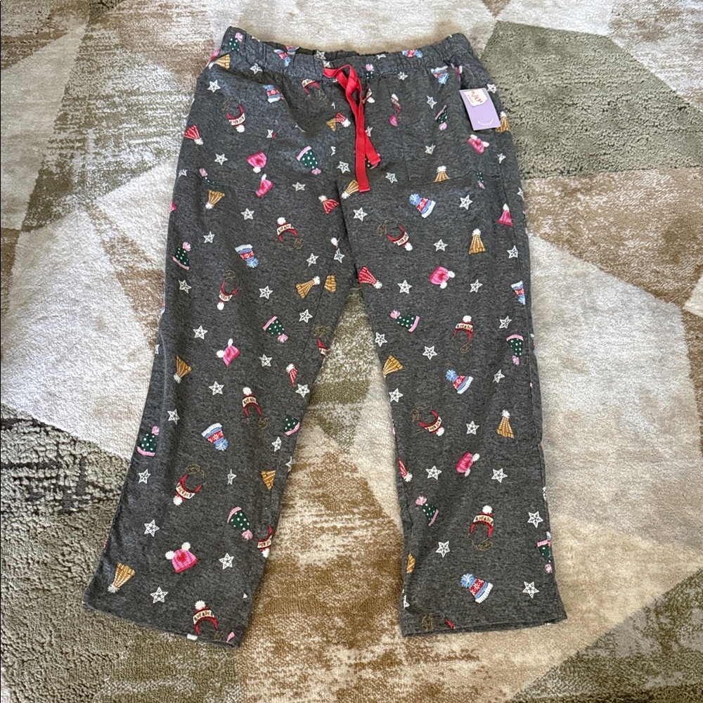 Cozy Kids Pajama Pants - Gray with Festive Print